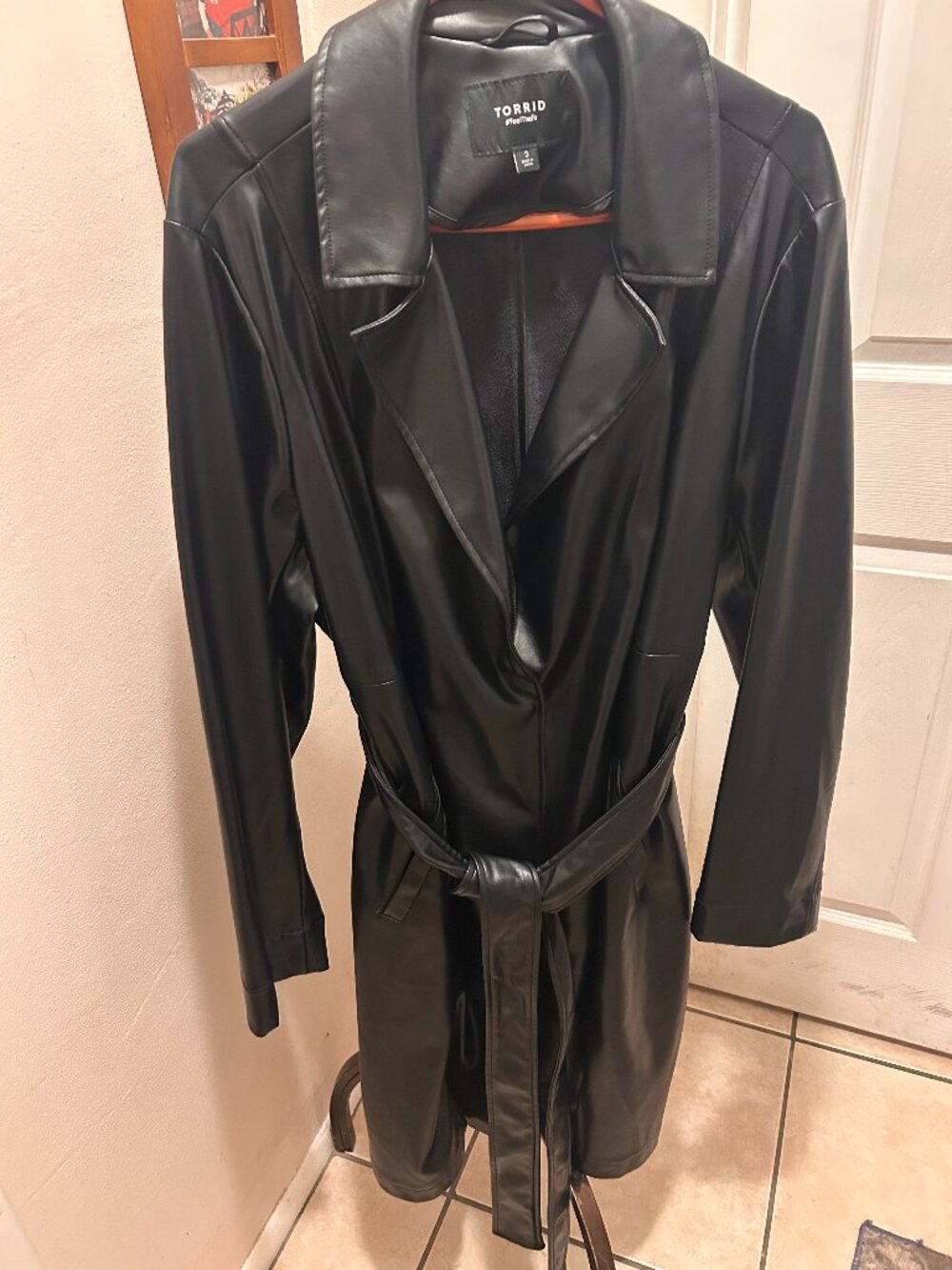 .  NWOT Torrid Studio Classic Faux Leather Trench Coat – Size 3 (3X) – Black